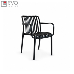 Plastic chair with armrests