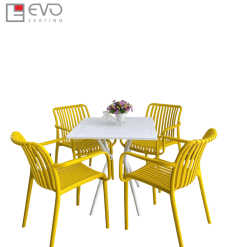 Plastic chair with armrests