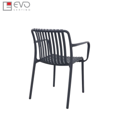 Plastic chair with armrests